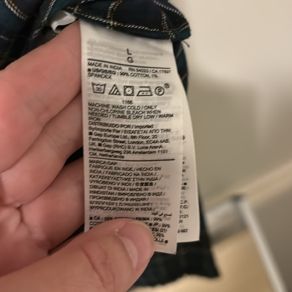 NWT Gap navy plaid ruffle long sleeve button down shirt sz L - Picture 6 of 6